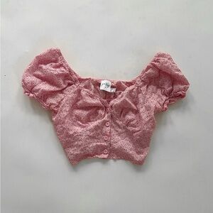 Pink ditsy floral crop top coquette